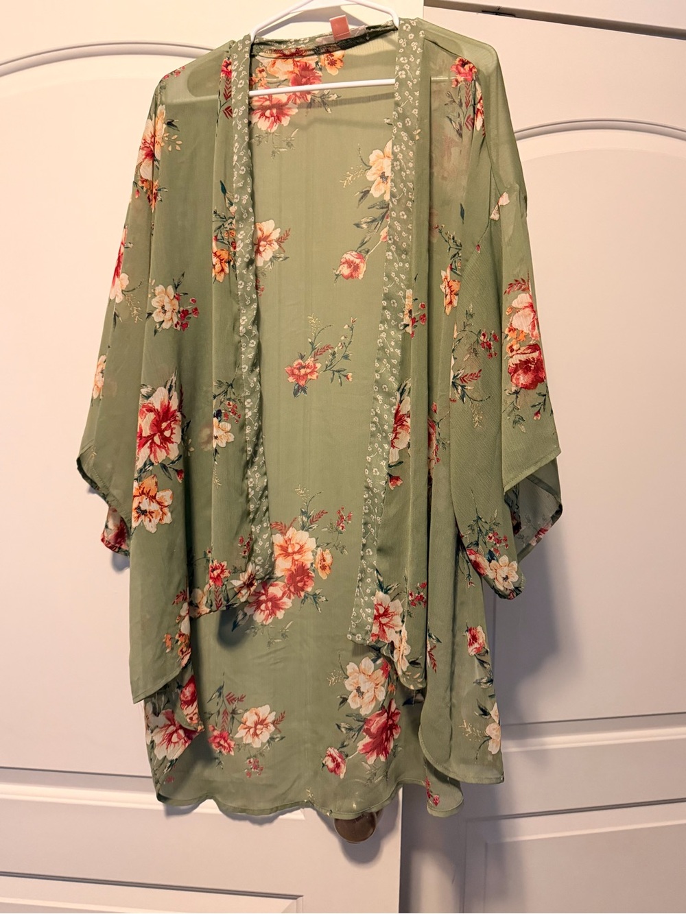 Floral Olive Green Kimono Jacket